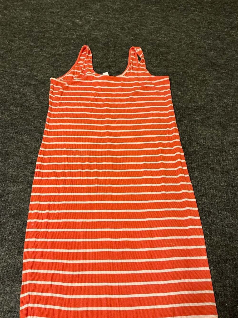 Old Navy Orange White Striped Ribbed Knit Tank Maxi Dress L Petite